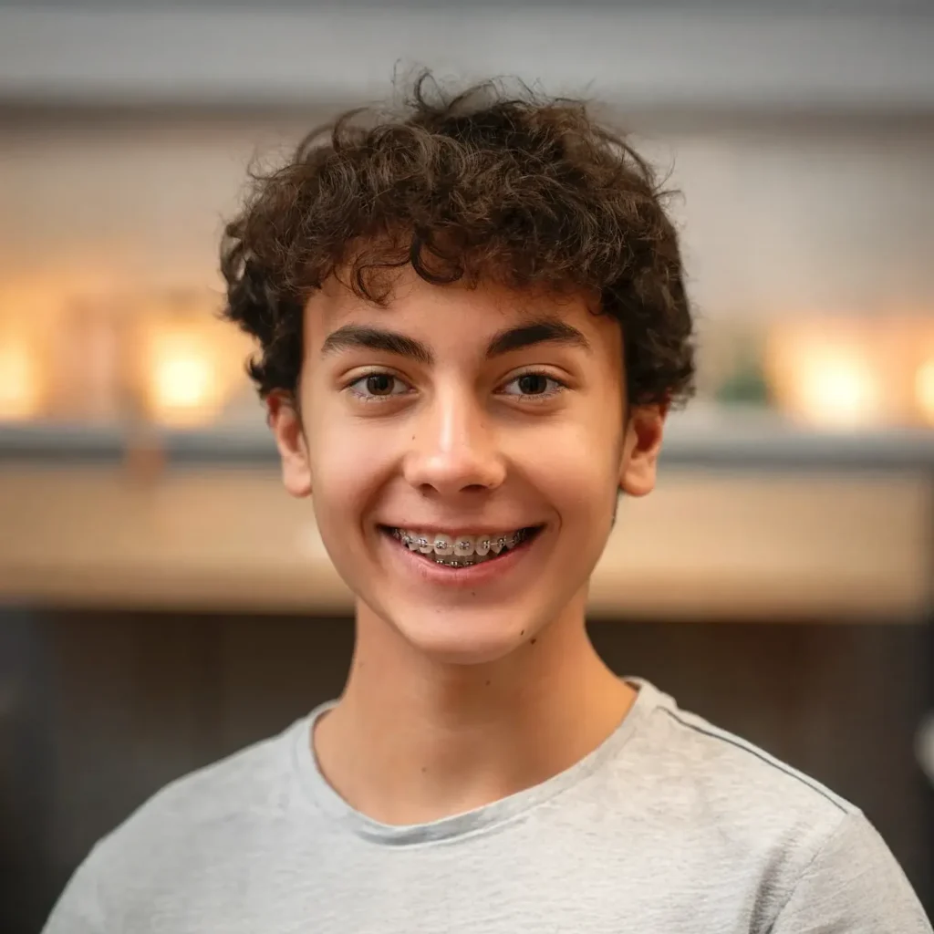 Teen boy in braces